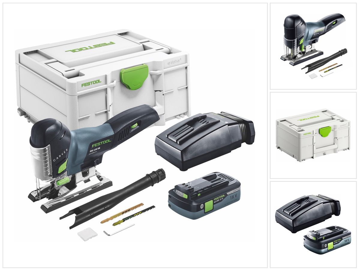 Festool CARVEX PSC 420 HPC 4.0 EBI-Plus Accu Decoupeerzaag 18 V (576525) 120 mm Borstelloos + 1x 4.0 Ah Accu + Lader + Systainer