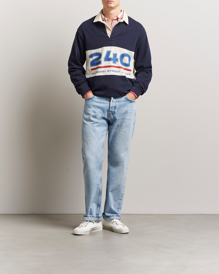 GANT 240 Mulberry Street Graphic Block Heavy Rugger Evening Blue