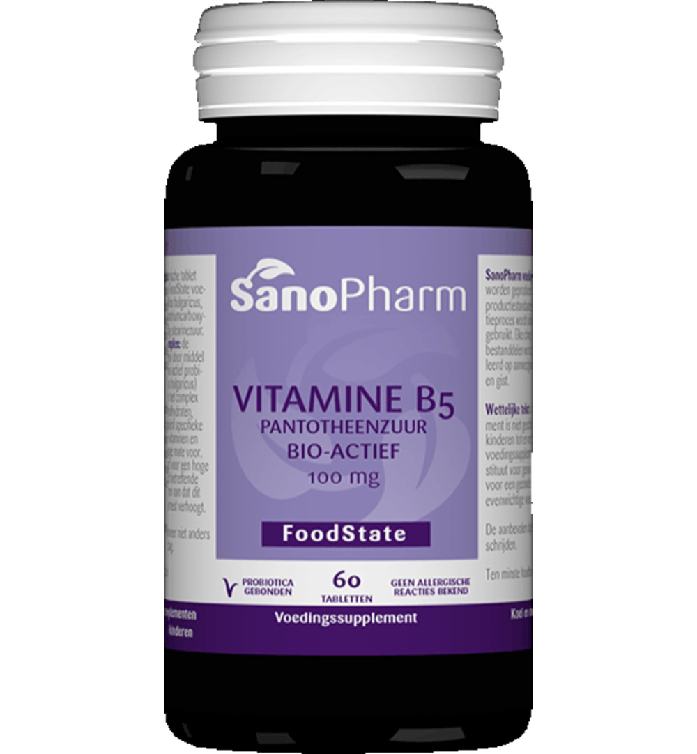 Sanopharm Vitamine B5 pantotheenzuur 100 mg (60 tabletten)