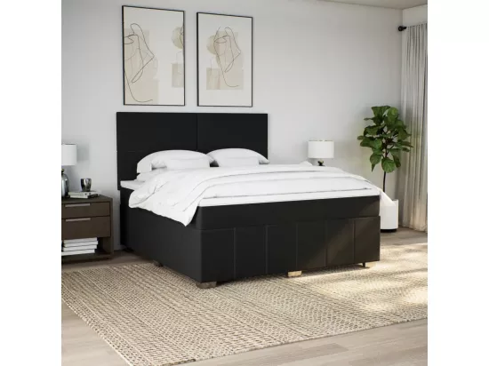 Sommier à lattes de lit avec matelas Noir 180x200 cm Tissu