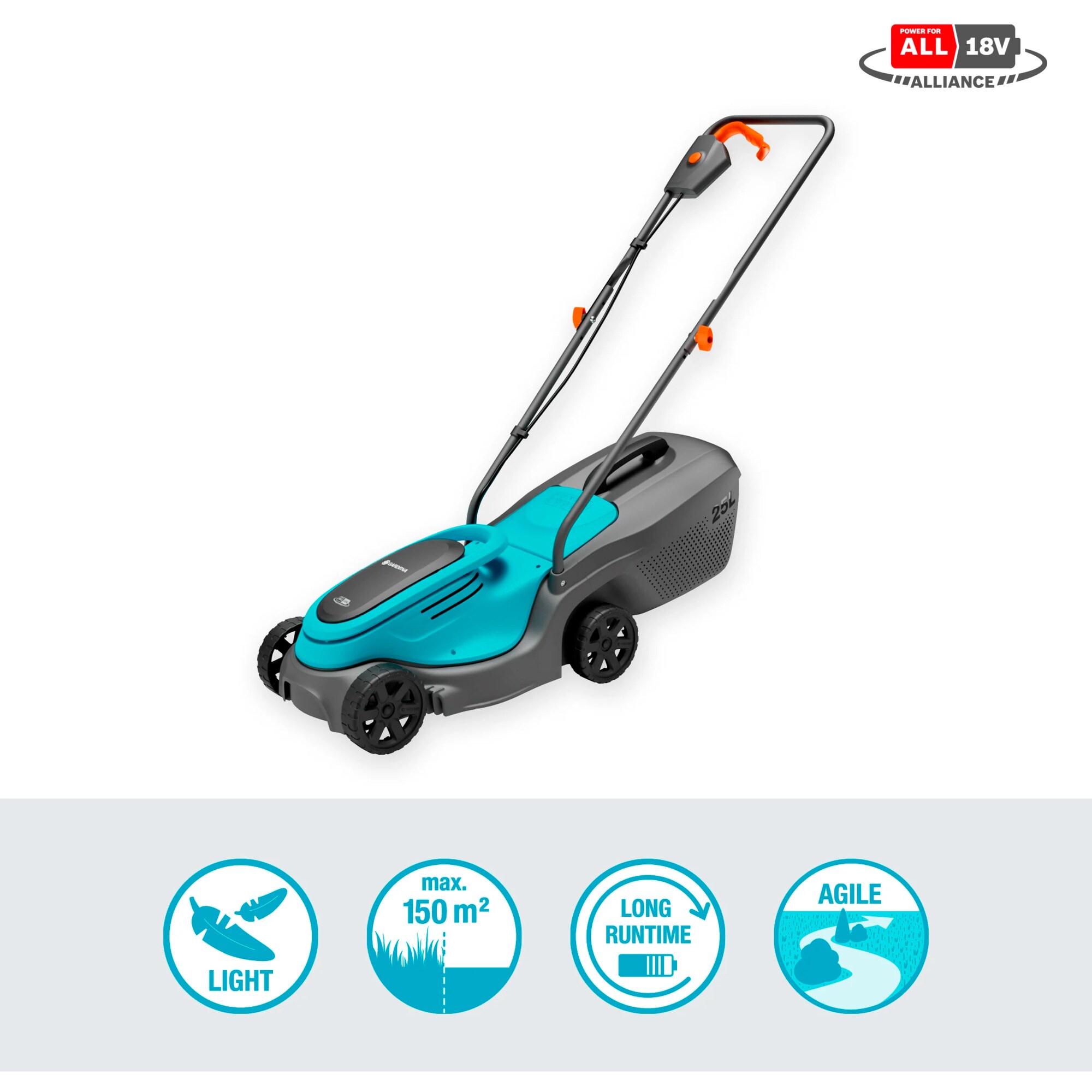 GARDENA Rasenmäher Akku-Rasenmäher PowerMax 30/18V P4A Ready-To-Use Set, 18Volt