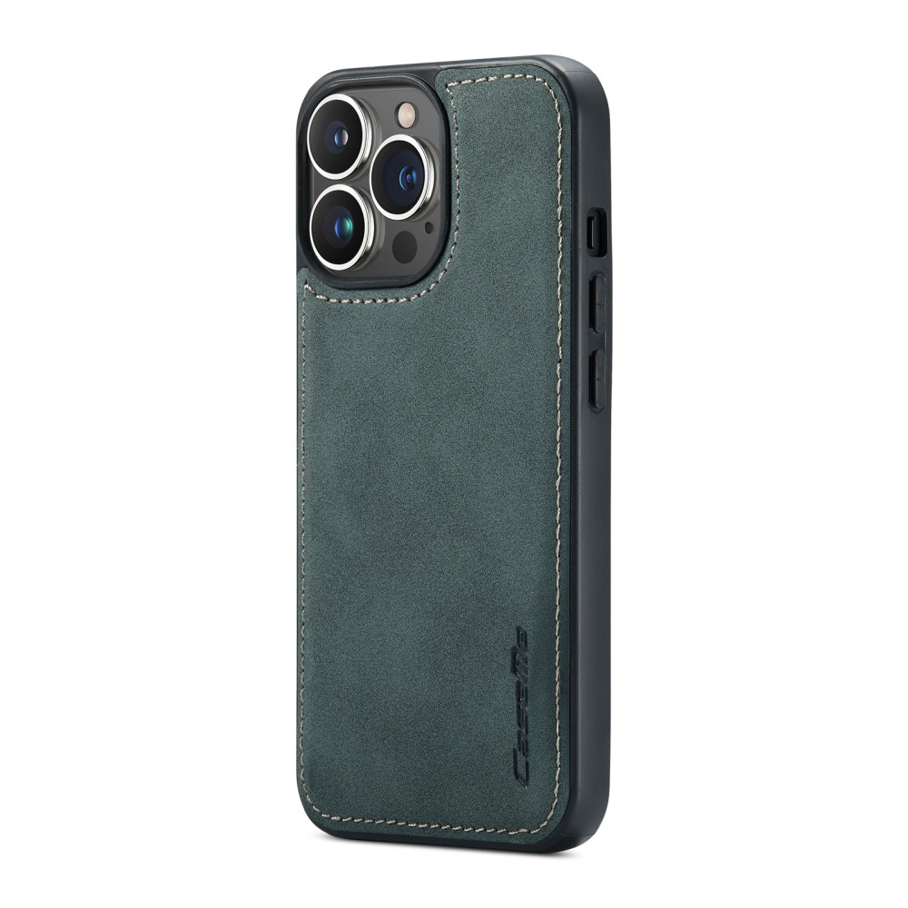 iPhone 13 Pro 3in1 Leder Tasche   Magnet Hardcase Karten Etui - Blau / Grün