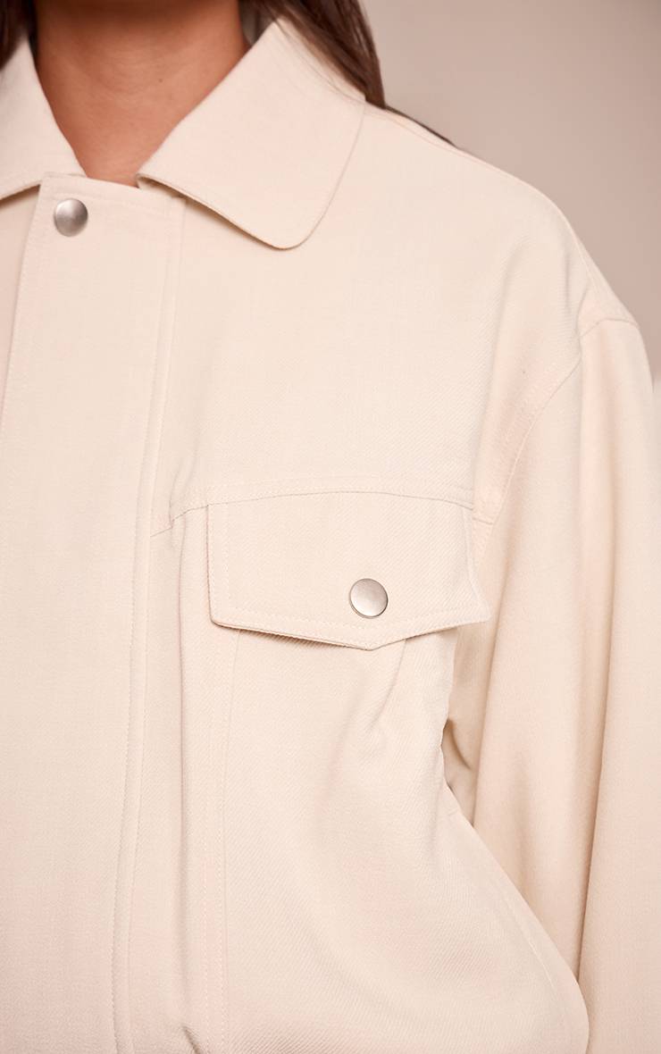 Crème Veste Oversize Tissée Ajustée Avec Détails De Coutures