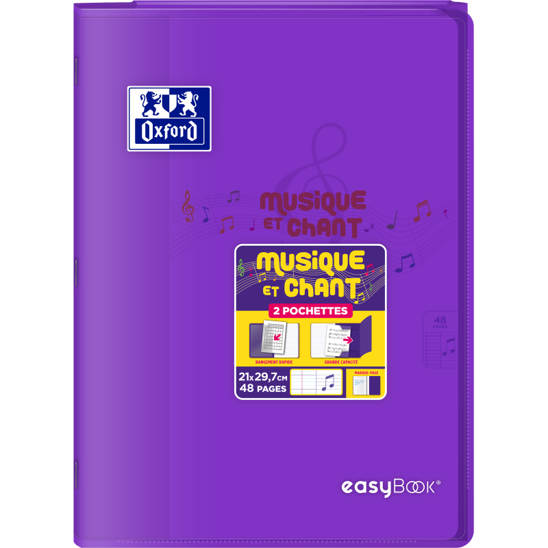 Cahier Oxford Easybook Musique Et Chants Agrafe 210X297 48P Optik P. Seyes/Musique Polypro Assorti