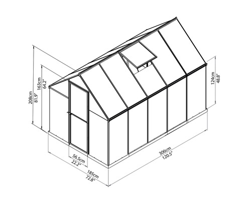 Palram Kas – Canopia Mythos 6x10 Dubbelwandige Polycarbonaat Panelen 4 mm 185 x 306 cm Aluminium