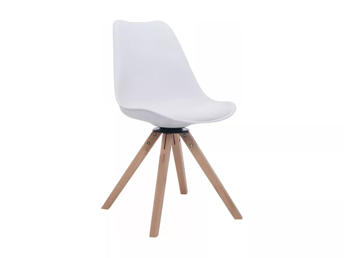 Chaise de bureau - Similicuir & Bois - Blanc - Troyes