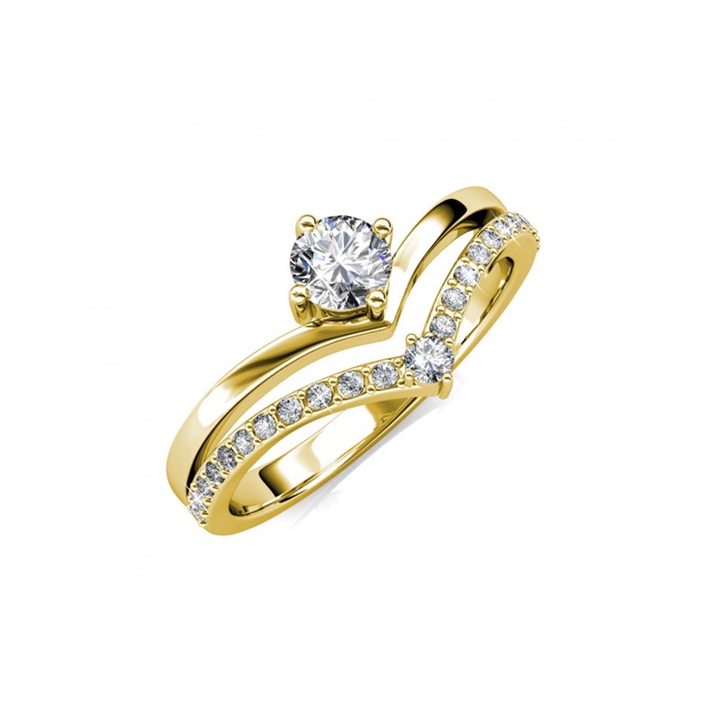 Bague Zinnia - Doré et Cristal