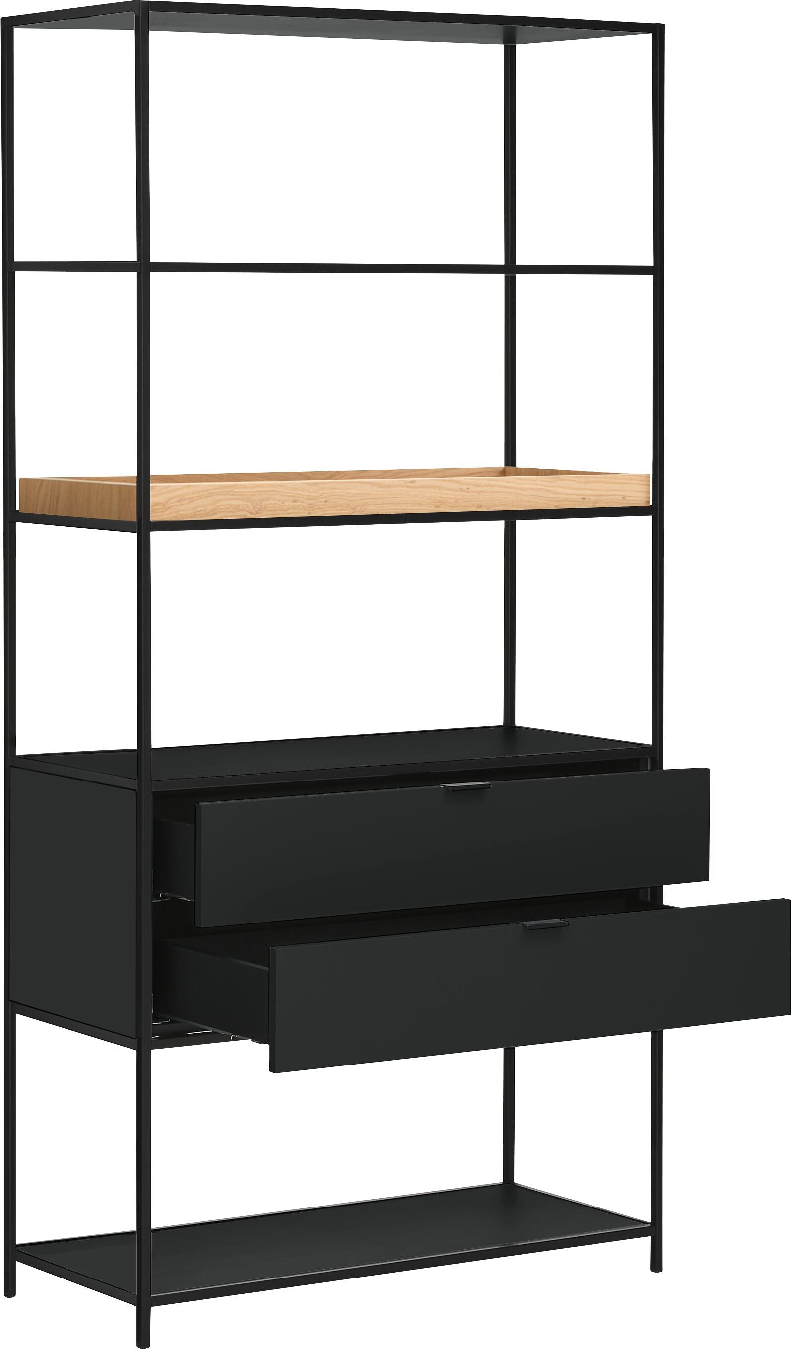 SEVEN Regal - Anthrazit/Eiche / B: 93.2 cm x T: 39.0 cm x H: 189.0 cm