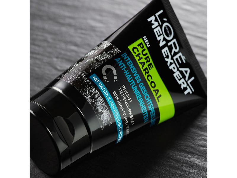 L'Oréal Men Expert Gesichtspeeling Pure Charcoal 100 ml Gesichtsreinigung mit natürlichen Peeling-Partikeln und Eichenholzkohle