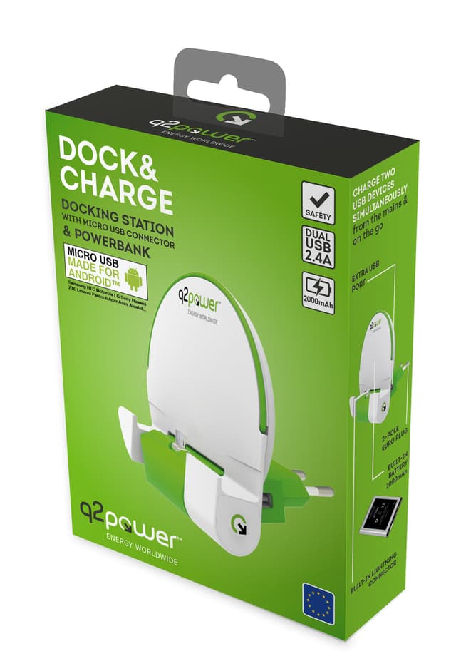 Q2Power Dock and charge powerbank EU micro USB