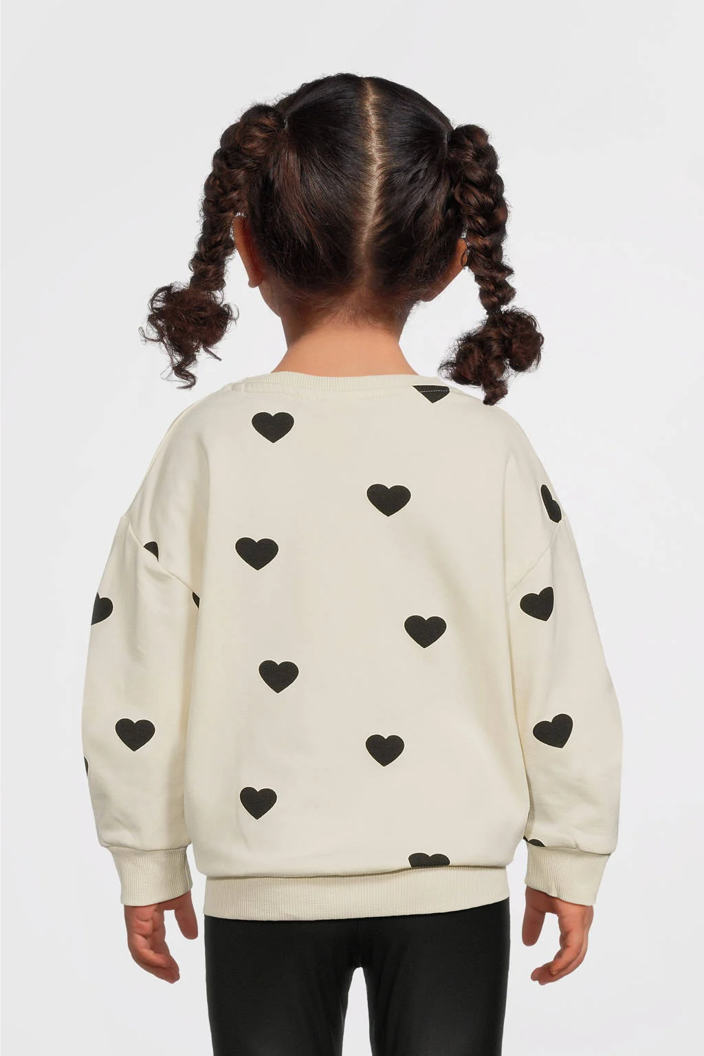 NAME IT sweater NMFODINA met hartjes ecru/zwart