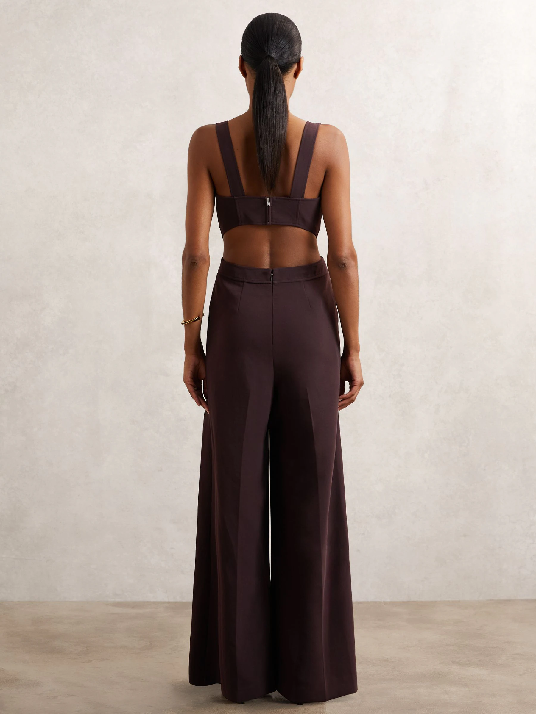 Bordeauxrood - Reiss Dion Wide-Leg Cut-Out Jumpsuit