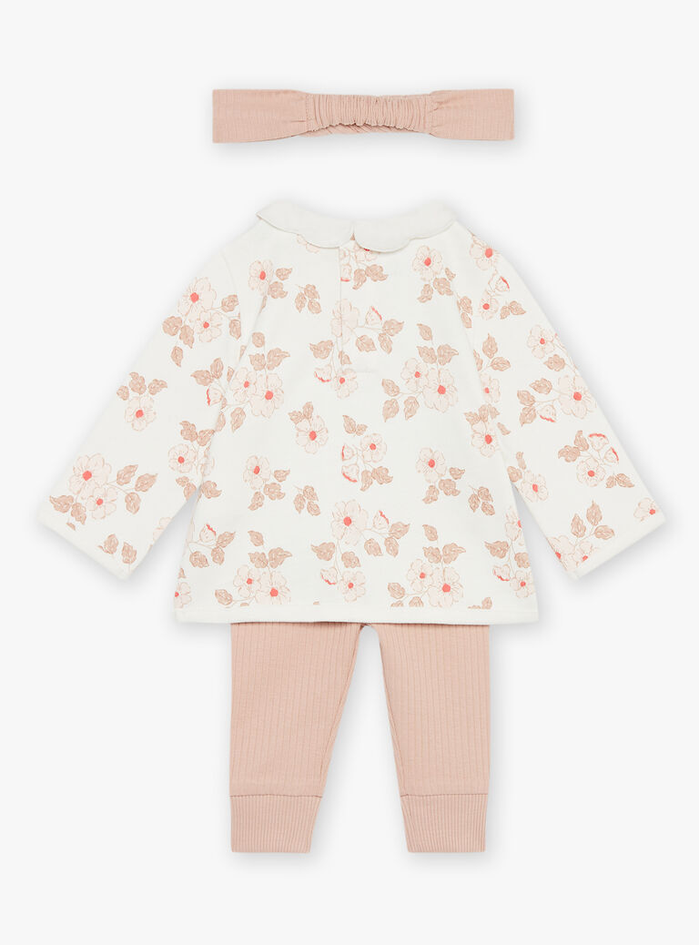 Haut écru, legging et bandeau rose ancien