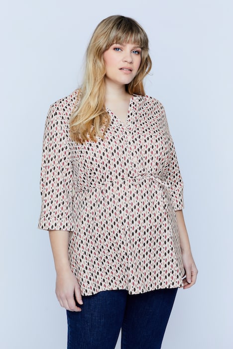 Bellieva-Bluse, Umstandsmode, Knopfleiste, 3/4-Ärmel, Biobaumwolle, GOTS