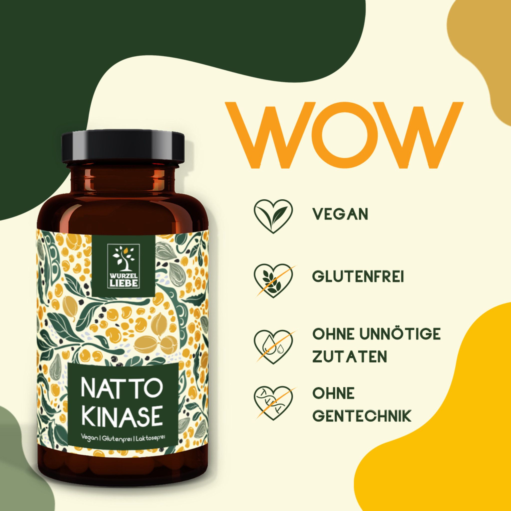 WURZELLIEBE Nattokinase 100 mg & 20.000 FU/g 240 vegane Kapseln