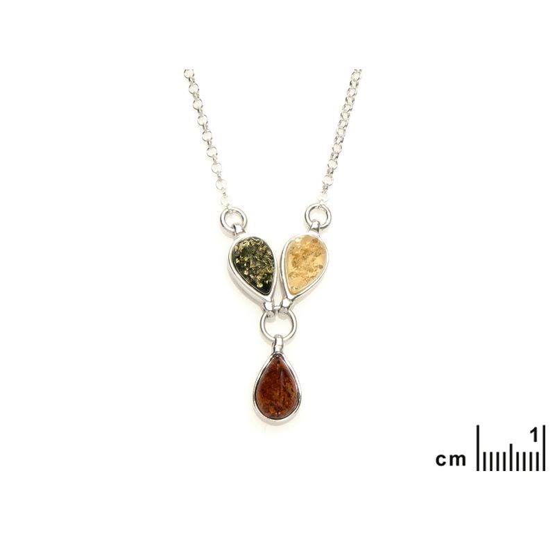 Collier argent 925 Ambre veritable de la mer Baltique