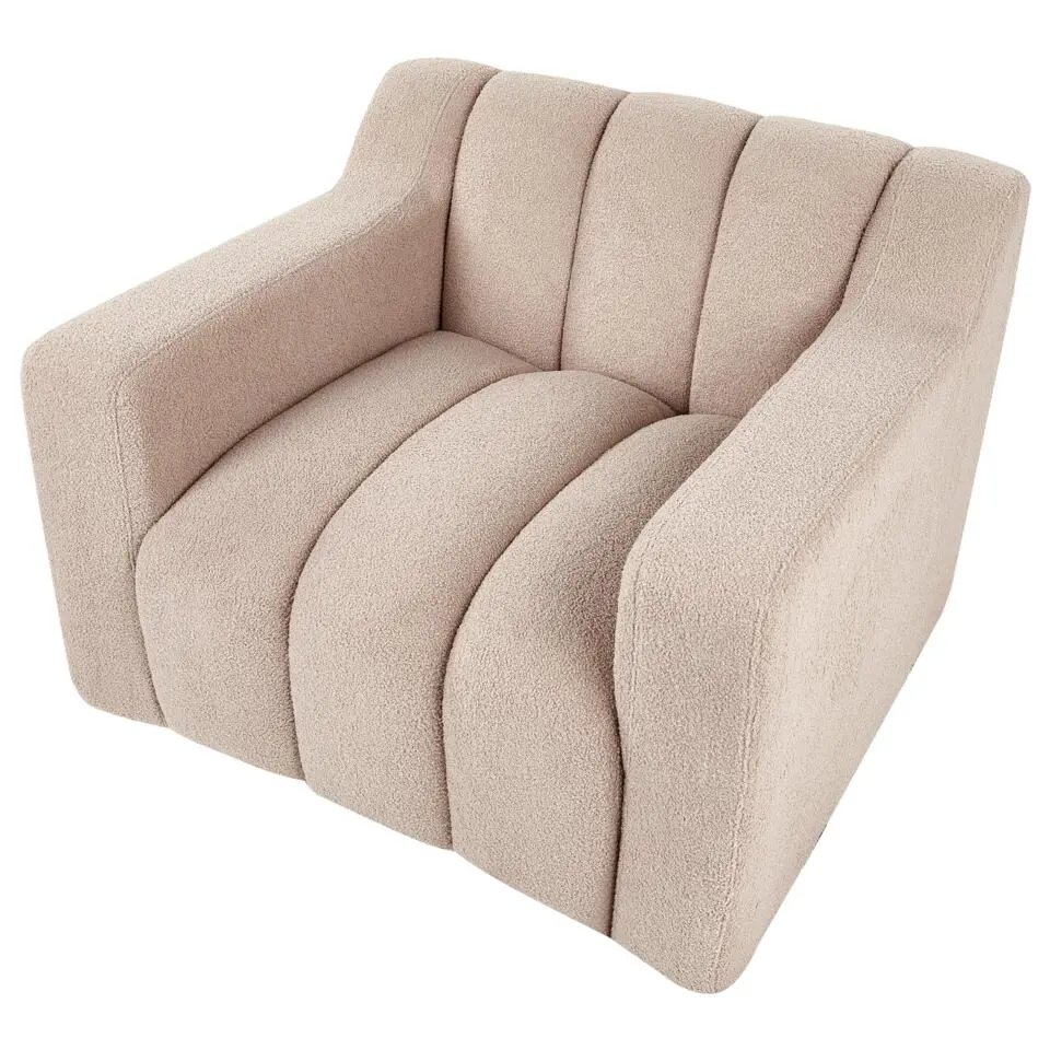 AGERUP - Fauteuil - Beige - Bouclé