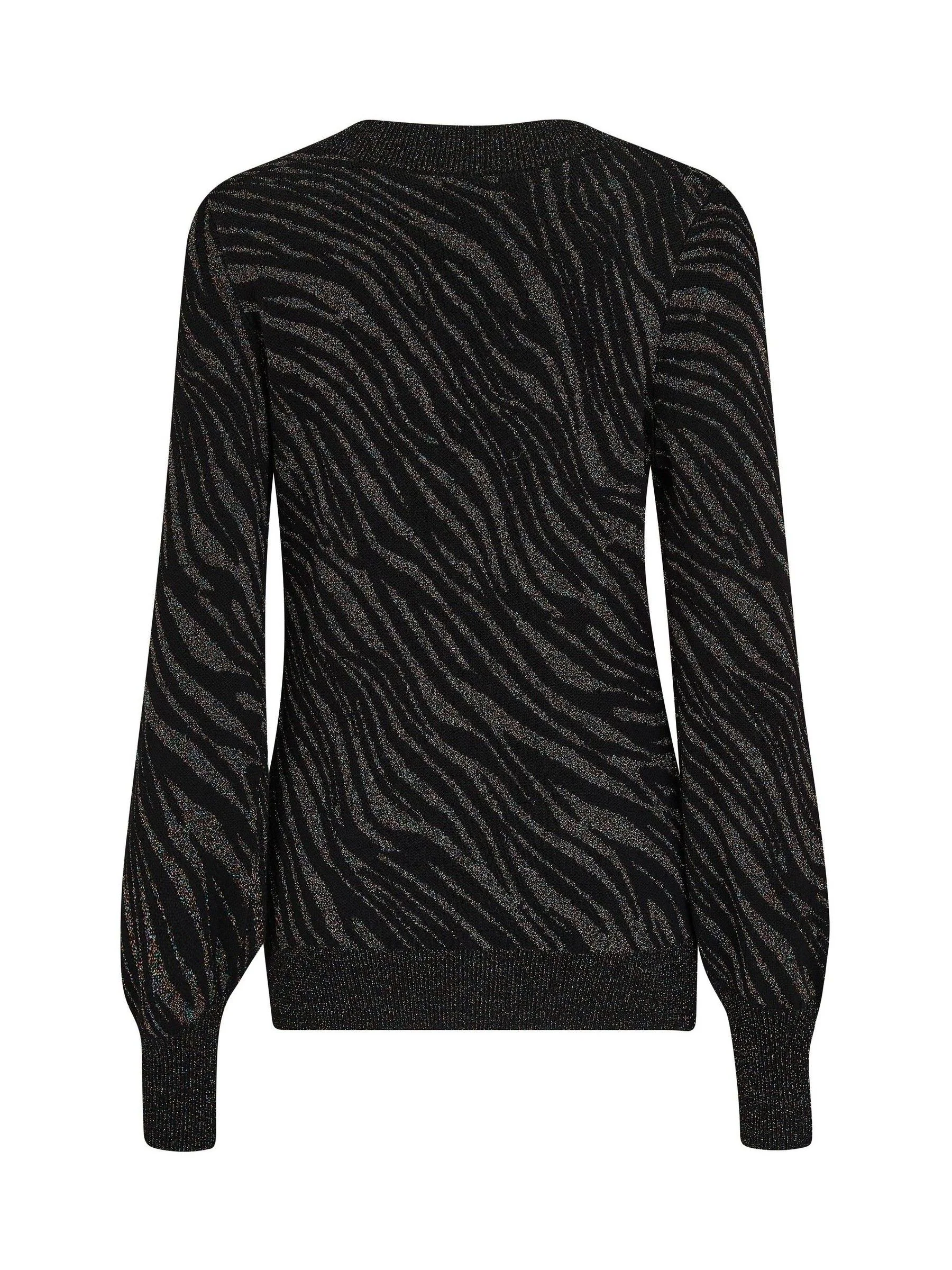 Pour Moi - Mila - Fijngebreide jacquard trui met V-hals en glitter