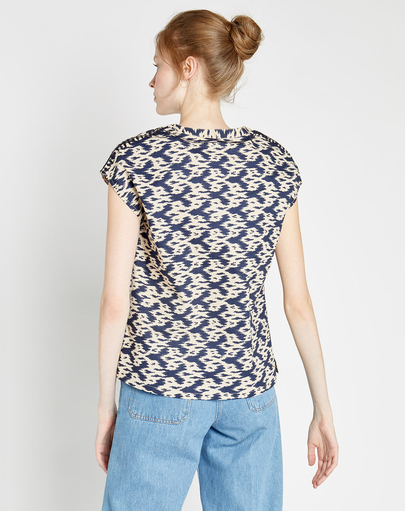 Caroll Top Paulane imprimé marine/beige