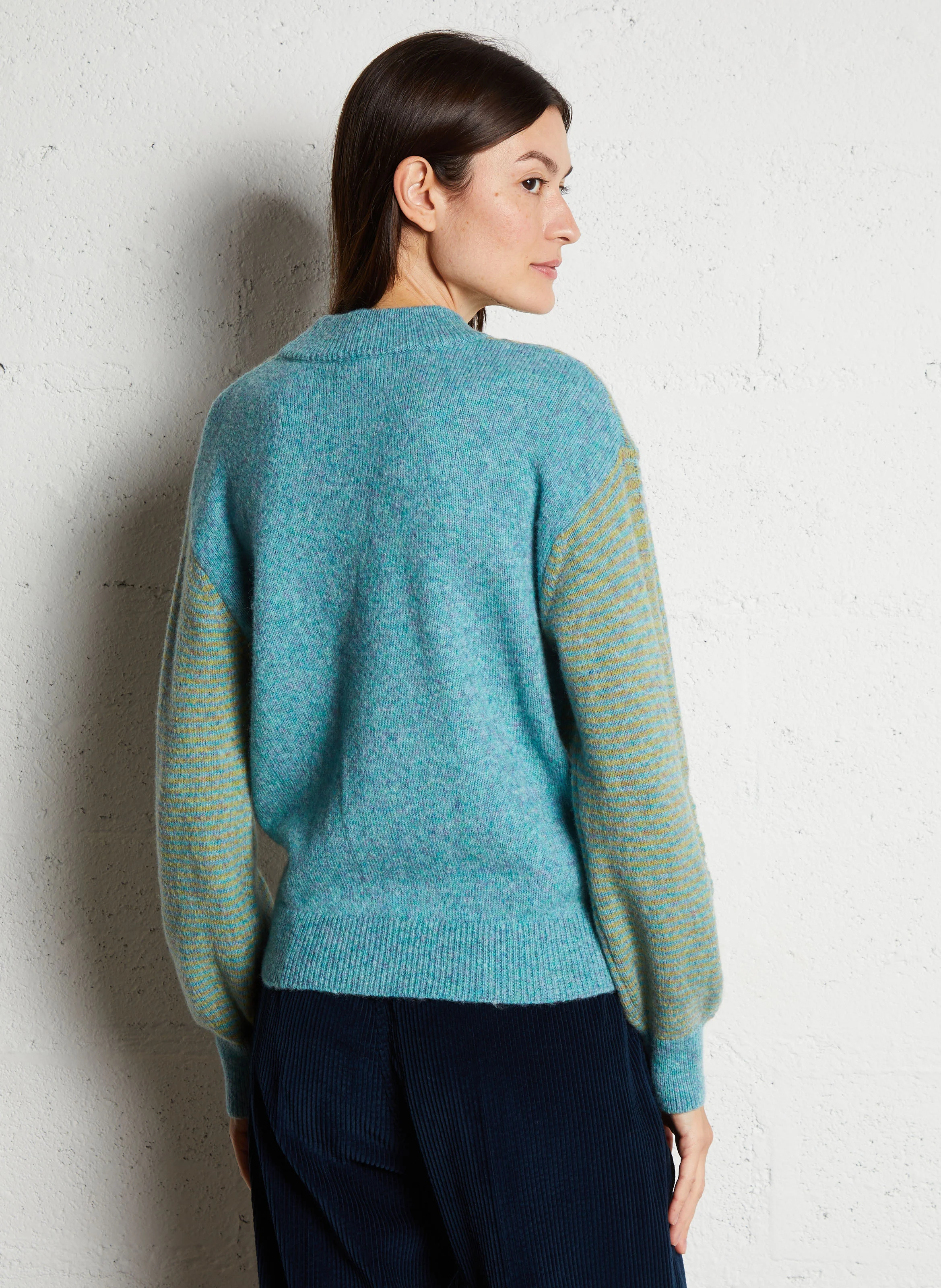 GERMAIN - Pull droit imprimé| Bleu