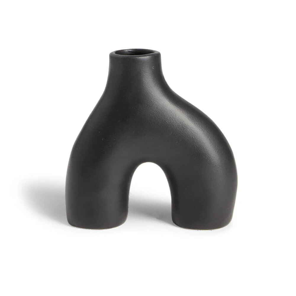 Vase organique forme pont céramique noir