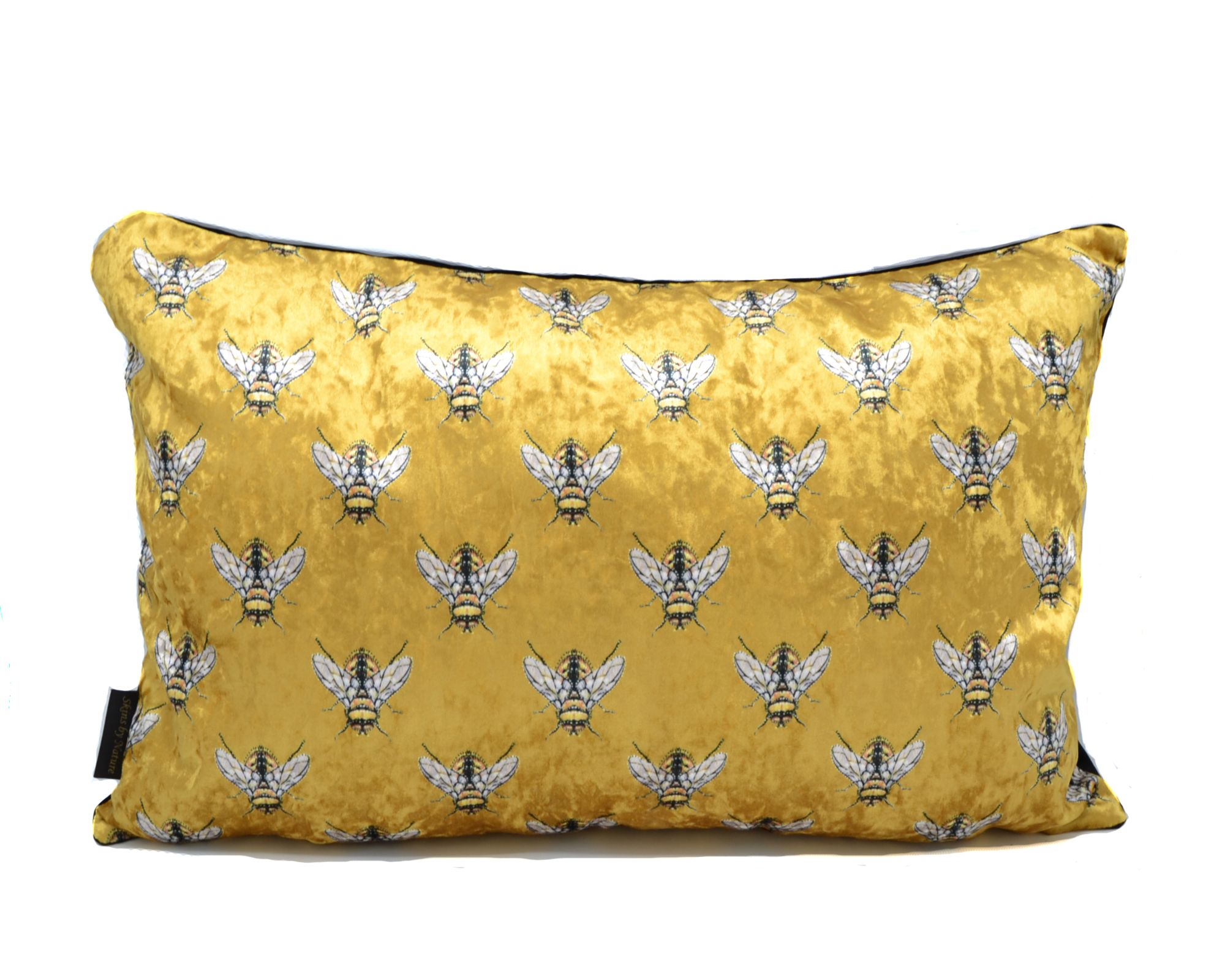 Kussen velvet hommel bijtjes 50 x 30 geel