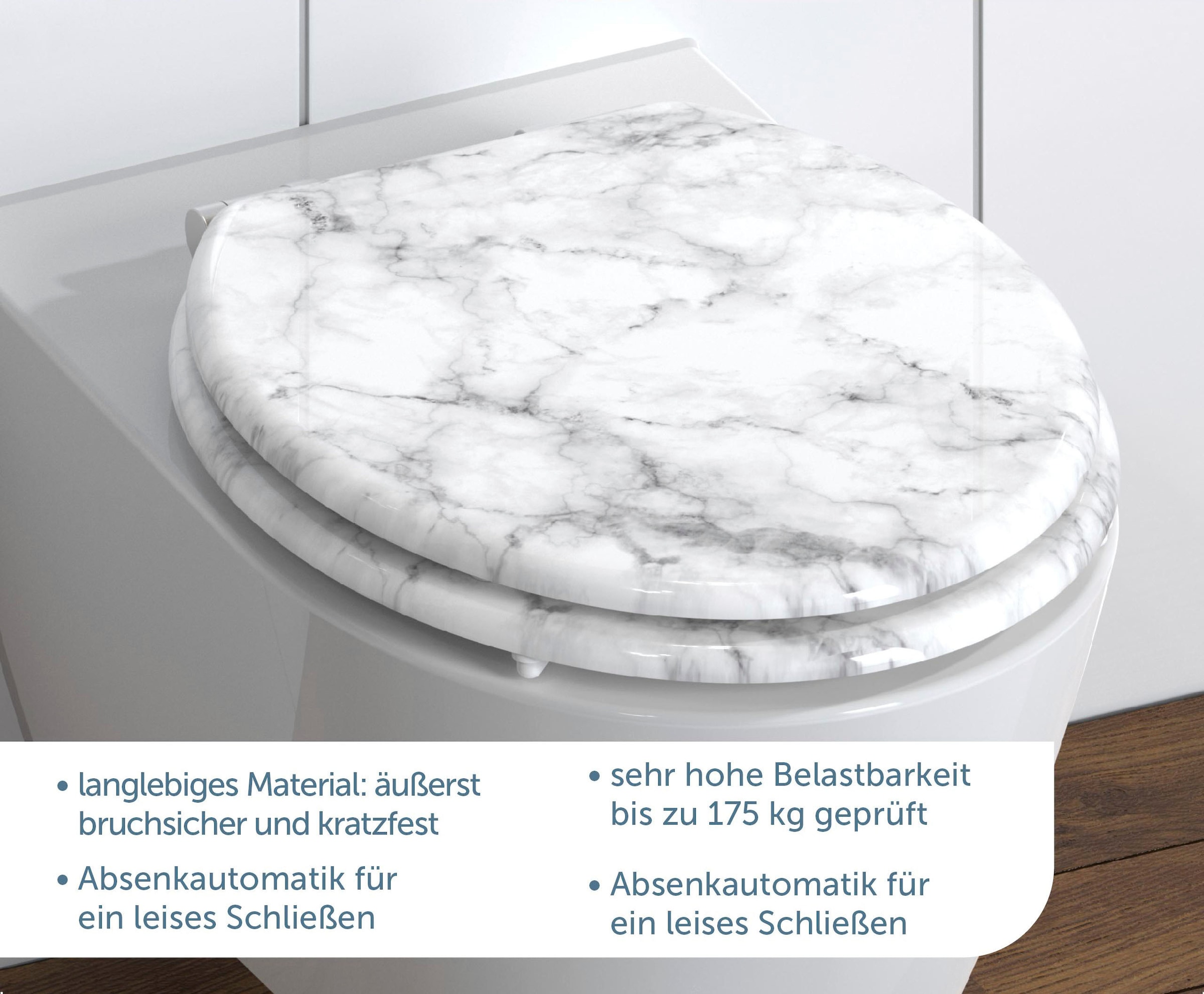 Schütte WC-Sitz »Marmor« Absenkautomatik, Holzkern, Motivdruck, MDF