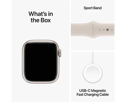 Apple Watch Series 9 GPS   Cellular 45mm Starlight Aluminium Case with Starlight Sport Band - M/L