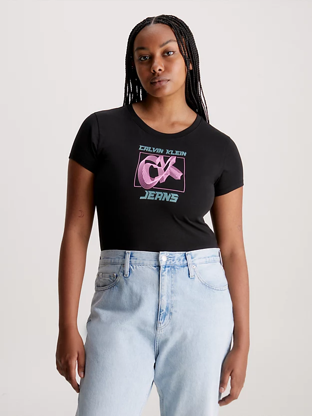 Camiseta slim de algodão com logotipo.
