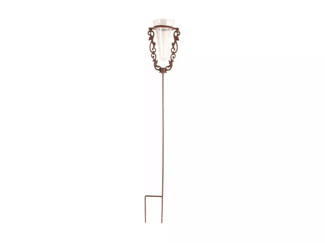 Pluviomètre de jardin en verre avec support en fonte