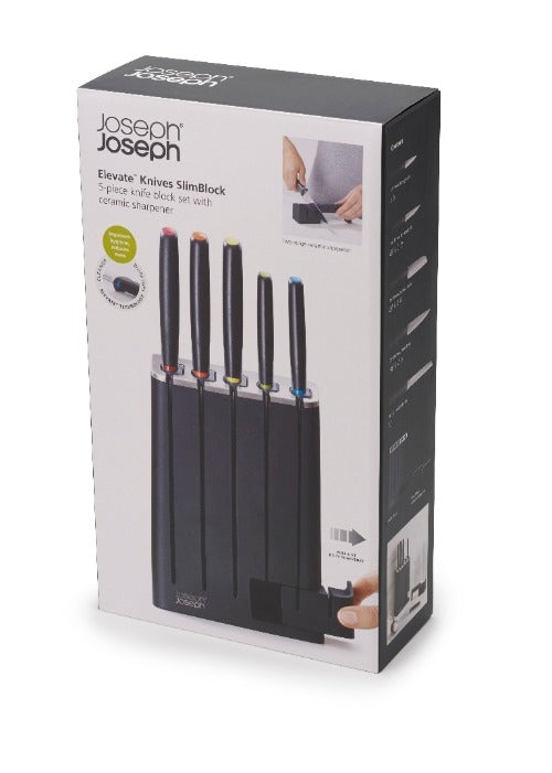 SlimBlock met Set van 5 Elevate Messen - Zwart - Joseph Joseph