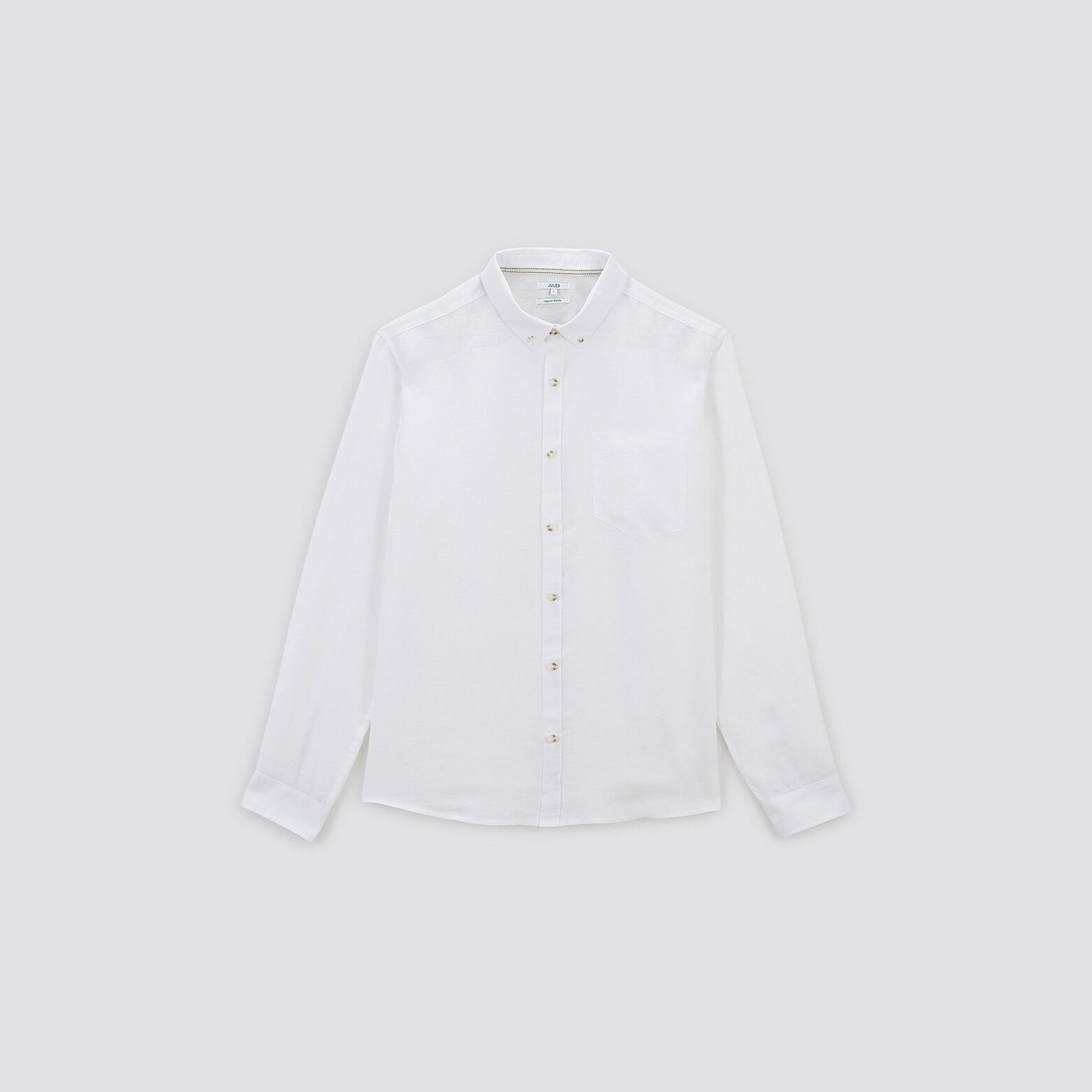 Chemise regular unie lin Blanc