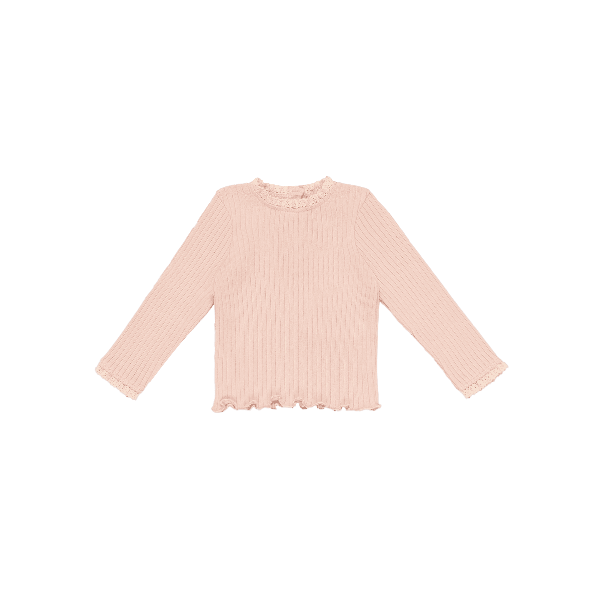 BETSY - Tee-shirt col montant côtelé en coton | Rose