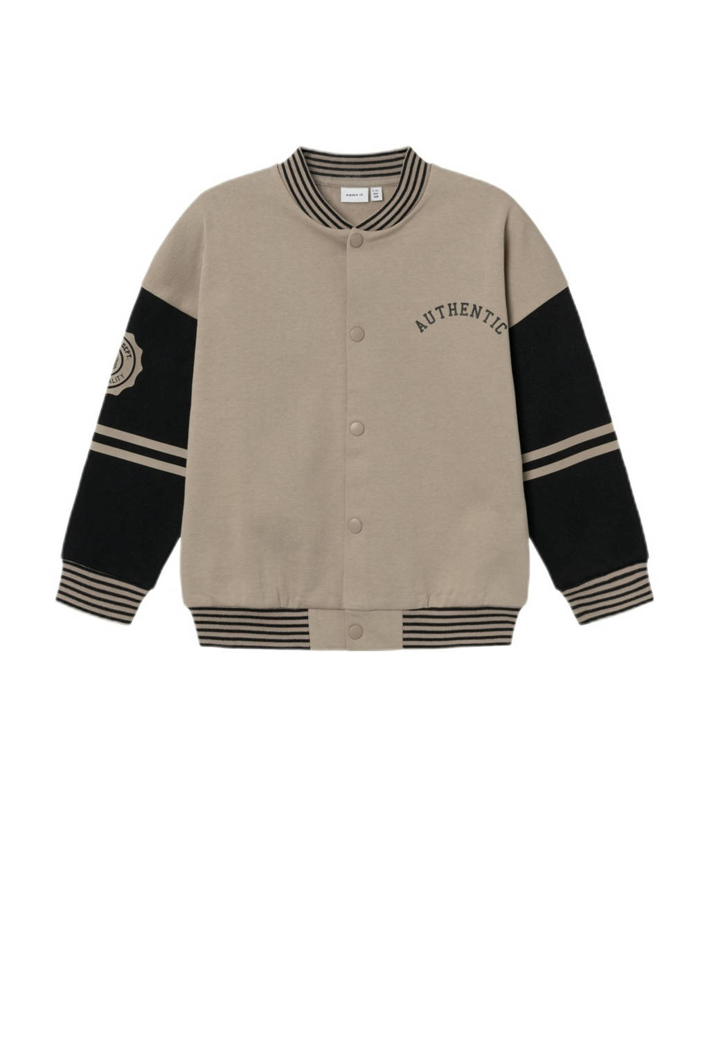 NAME IT sweatvest NKMNASSEN zand/zwart