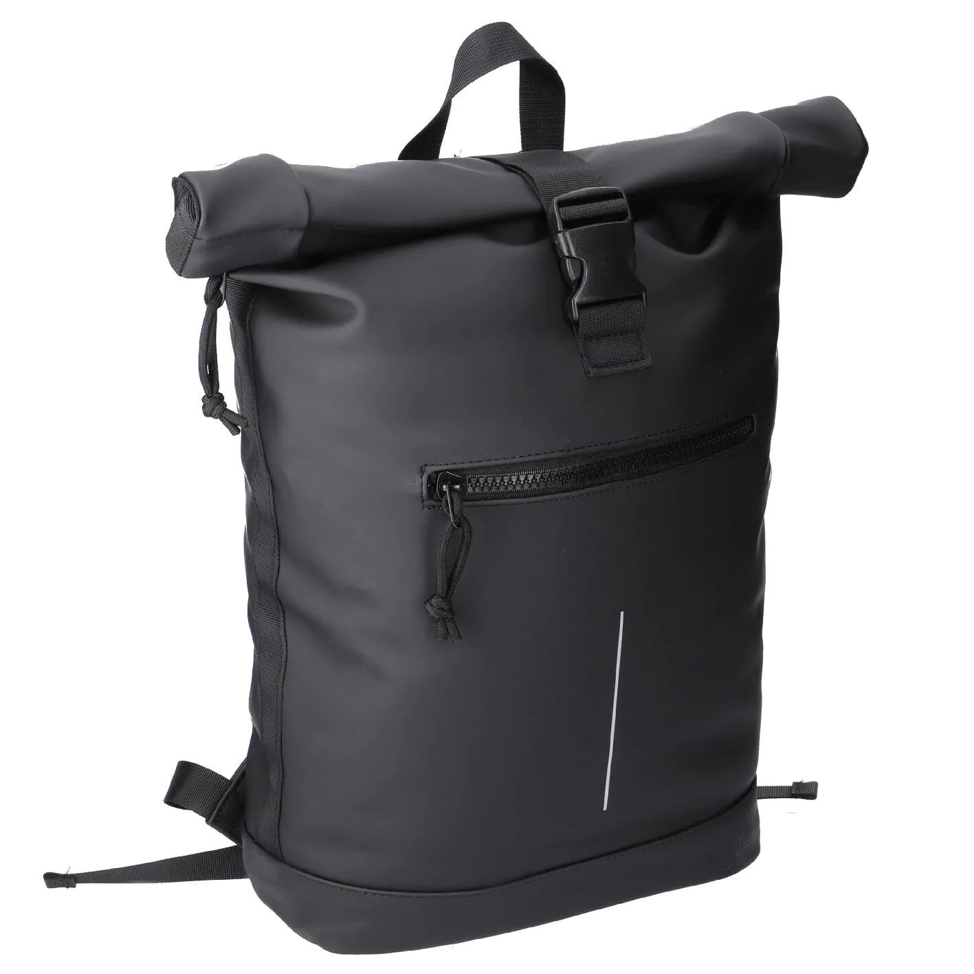 Rucksack Rolltop mit Reflektor, schwarz, 16 Liter