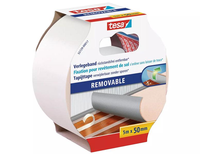 tesa Klebeband non-permanent 5 m x 50 mm Teppichklebeband