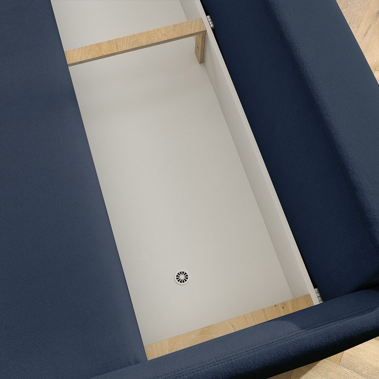 Bobochic Canapé droit convertible coffre marcel tissu lisse bleu foncé - 211x100x86 cm