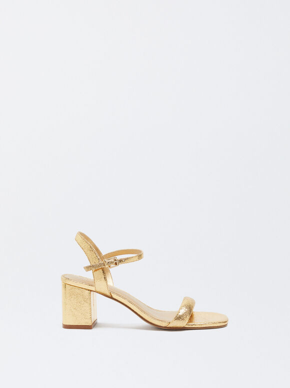 Sandalia Tacón Metalizada - Dorado