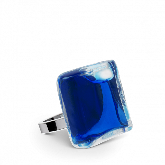 Bague en verre soufflée - Carré Mini Transparent
