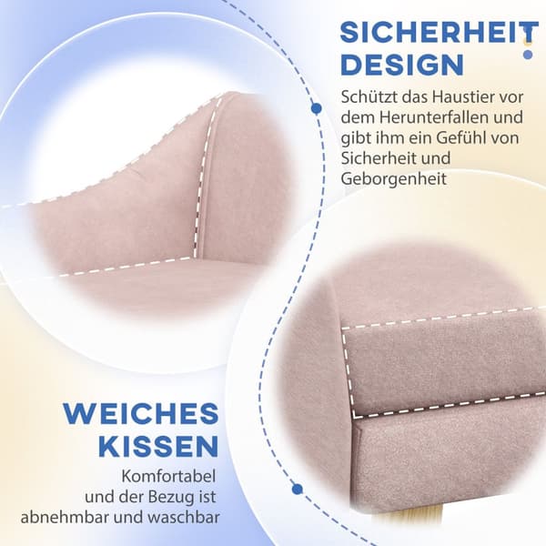 Hundesofa Elegant Kattesofa Med Ryggstøtte, Ideell For Mellomstore/Store Hunder, Fløyel, Rosa, 102X58,5X42,5 Cm