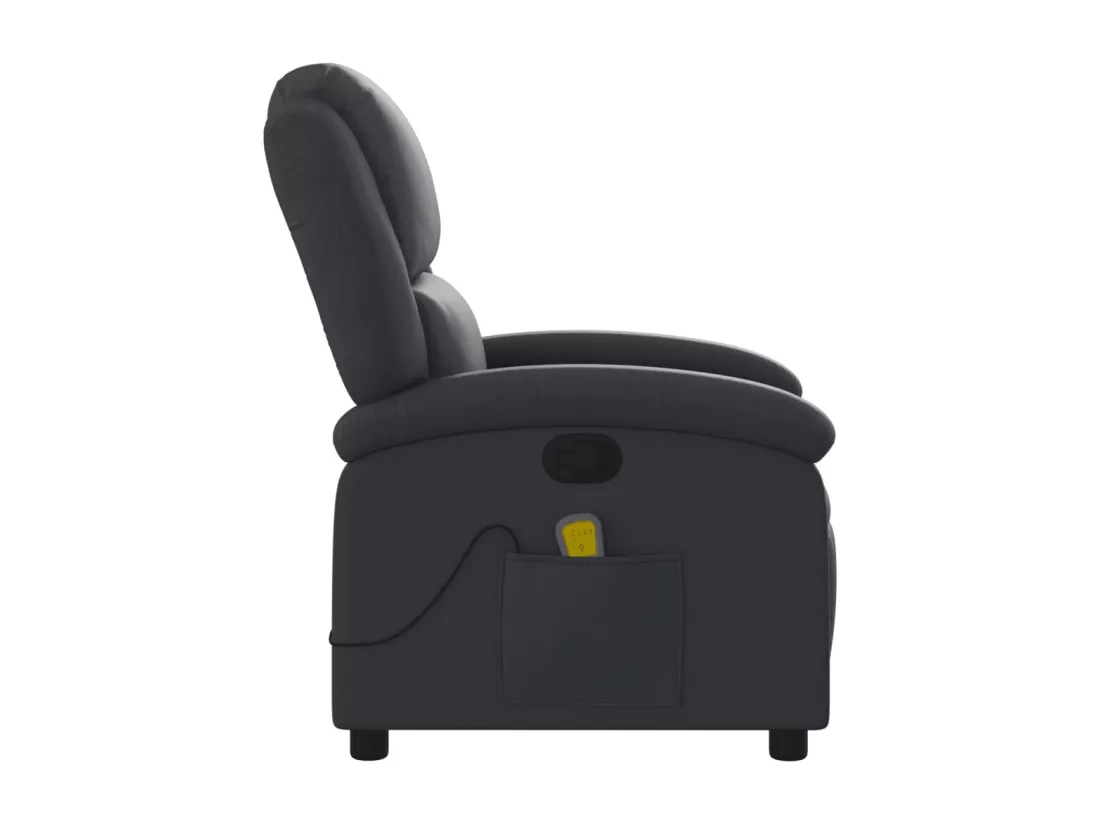 Fauteuil massant inclinable noir cuir véritable