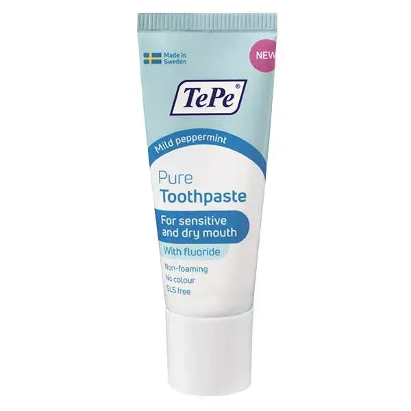 Pasta de dentes TePe Pure, tamanho viagem.