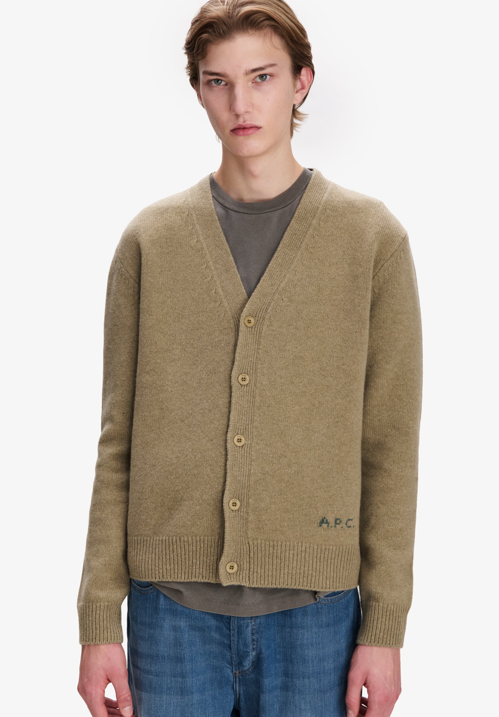 Cardigan en laine beige - Beige chine