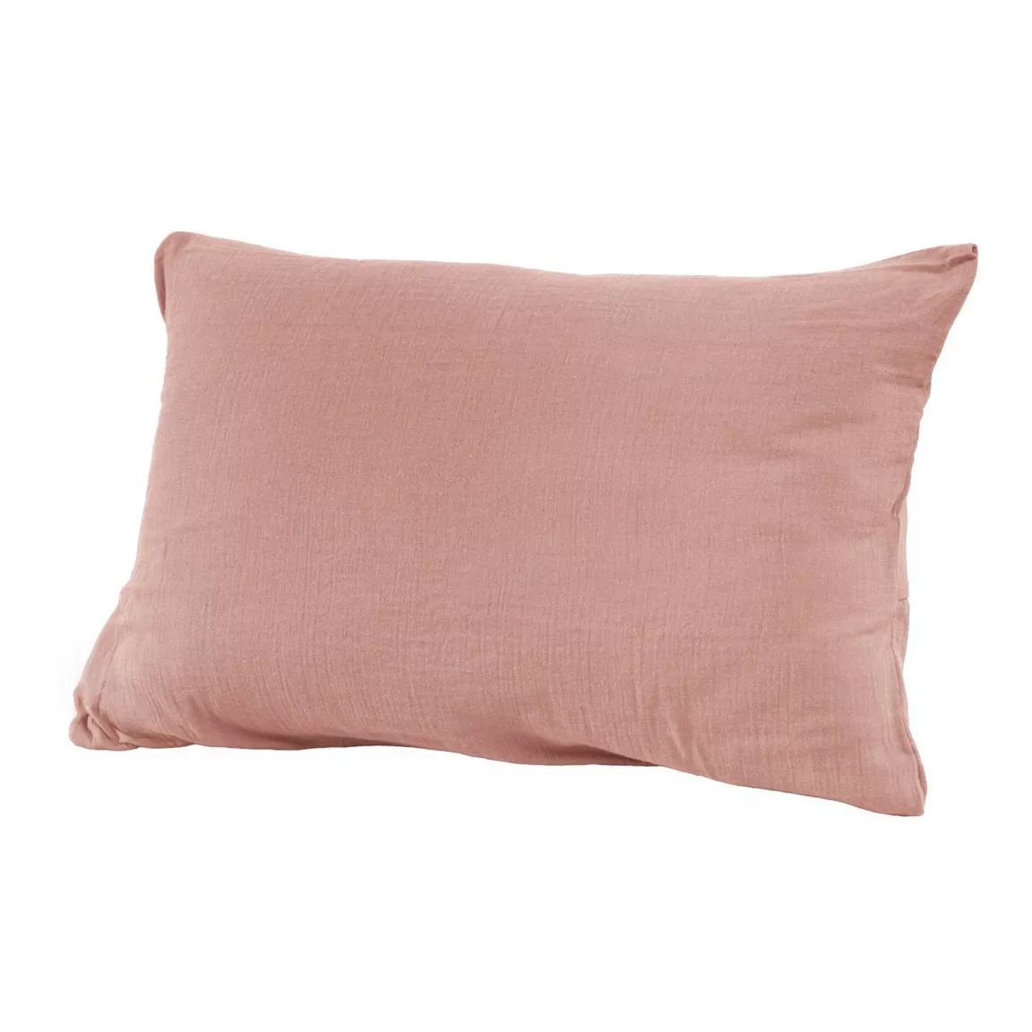 Taie d'oreiller rectangulaire gaze de coton (50 x 80 cm) Gaïa Rose pêche