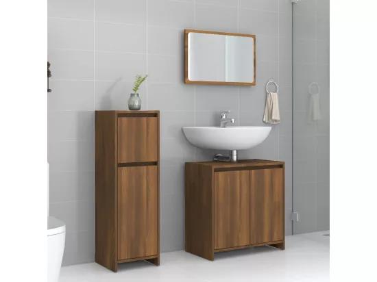 Ensemble de meubles de salle de bain 3 pcs Chêne marron