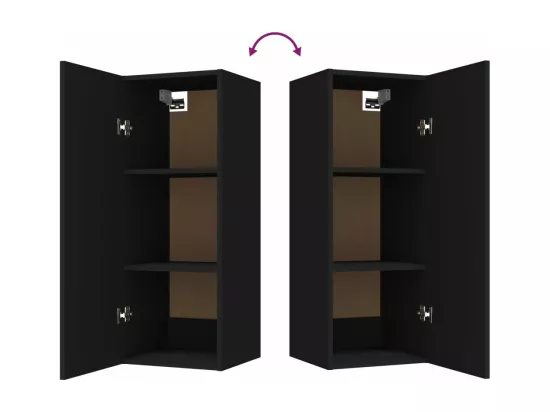 Armoire murale suspendue Noir 34,5x34x90 cm Bois d'ingénierie
