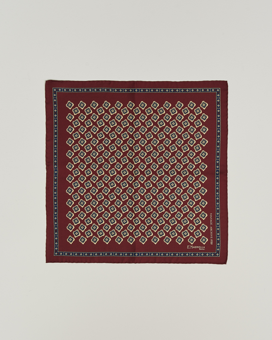 E. Marinella Archivio Silk Pocket Square Burgundy