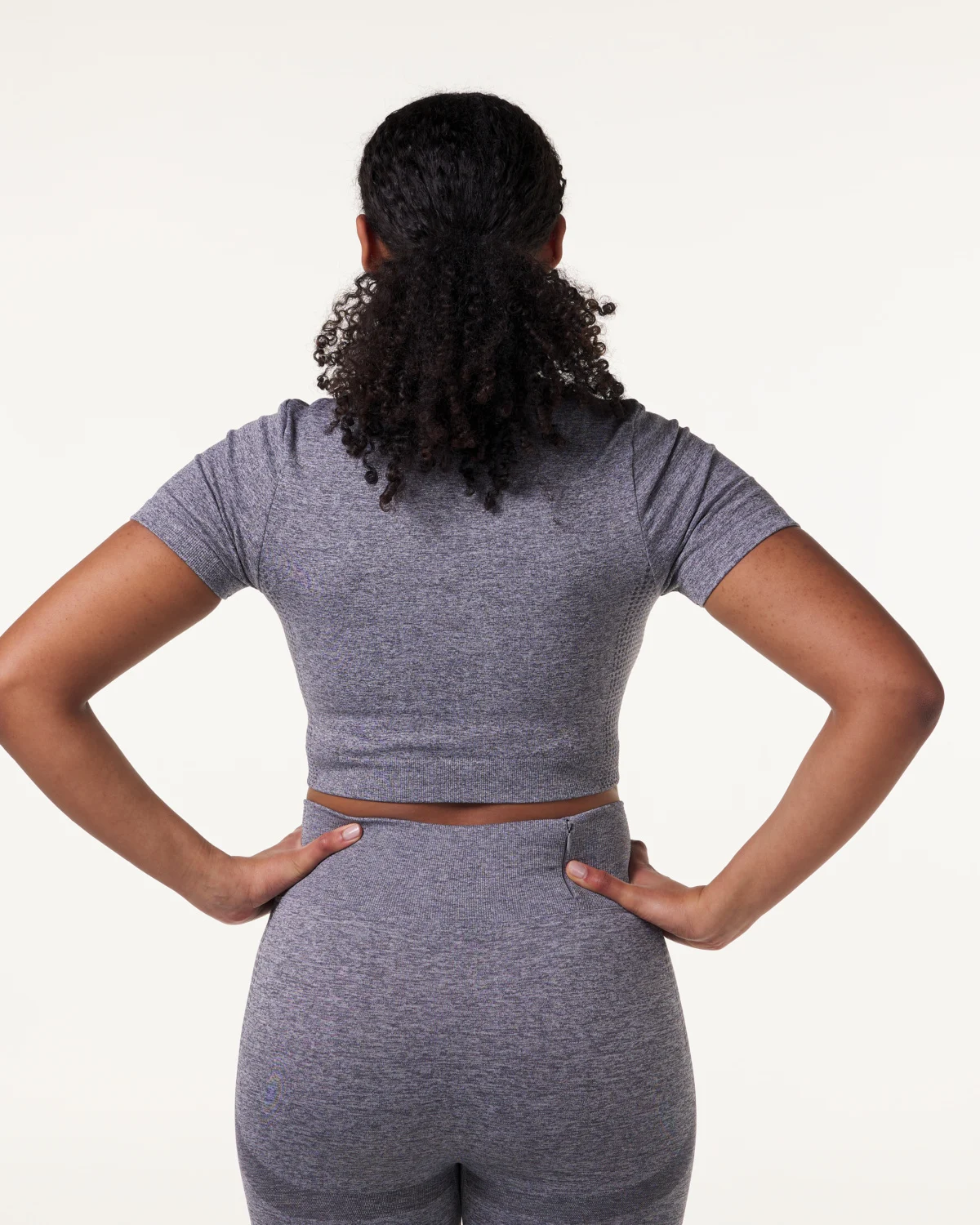 LEVITY Phase seamless Crop Tee Grey Shark Marl