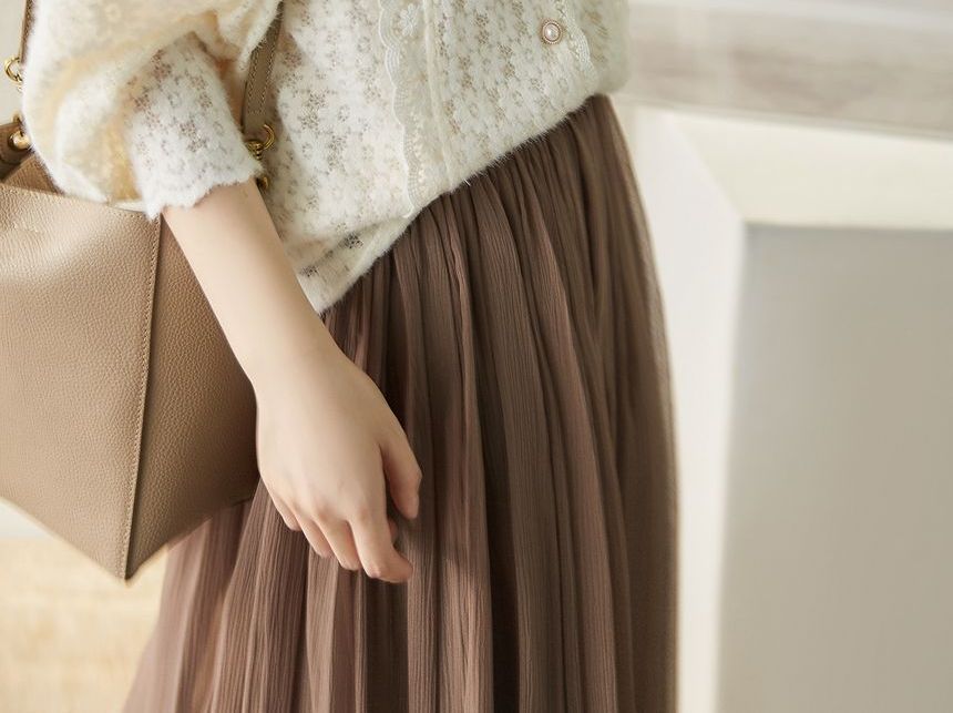 Jeonseon - Blouse met pofmouwen en kant