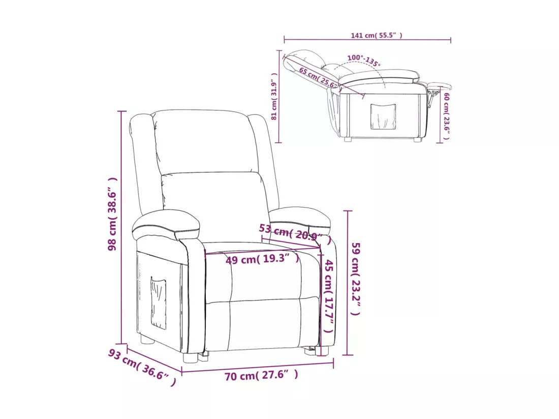 Fauteuil inclinable Gris clair Tissu
